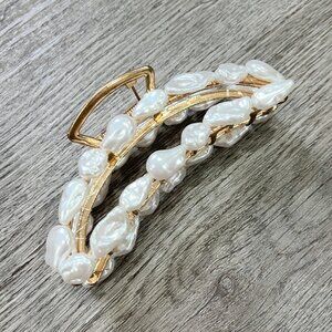 Anthropologie Gold and White Pearl Hair Accessory
